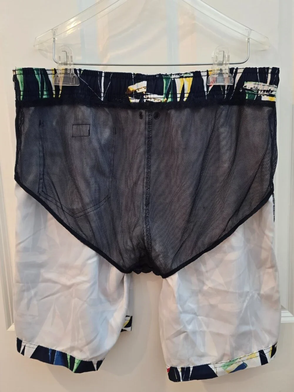 Land's End Men's Sailboat Print Swim Trunks Size M Mesh Lined Nautical Board Sho